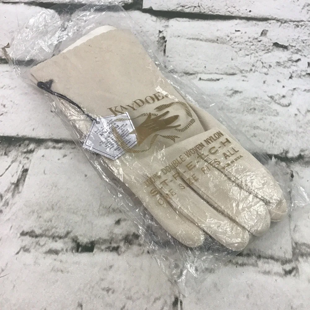 Vintage Kaydoe Womens Dress Gloves Double Woven Nylon Stretch‎ One Size New